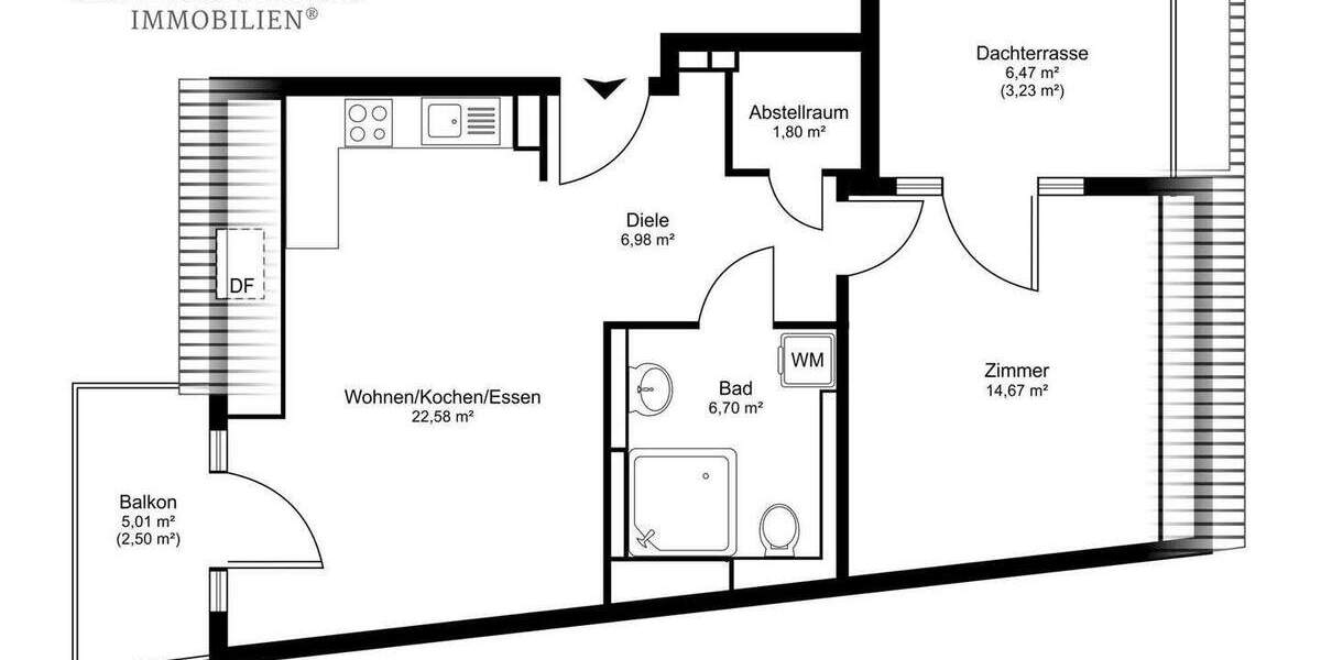 Etagenwohnung Hamburg Poppenbüttel - 2 Zimmer, 55 m&sup2;, 439.000&euro; | Angebot:25864769