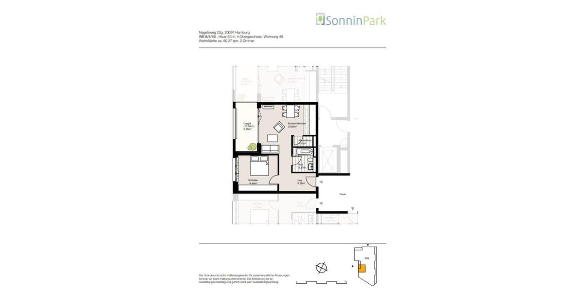 Etagenwohnung Hamburg Hamburg-Mitte - 2 Zimmer, 60 m&sup2;, 1.282&euro; | Angebot:25903716