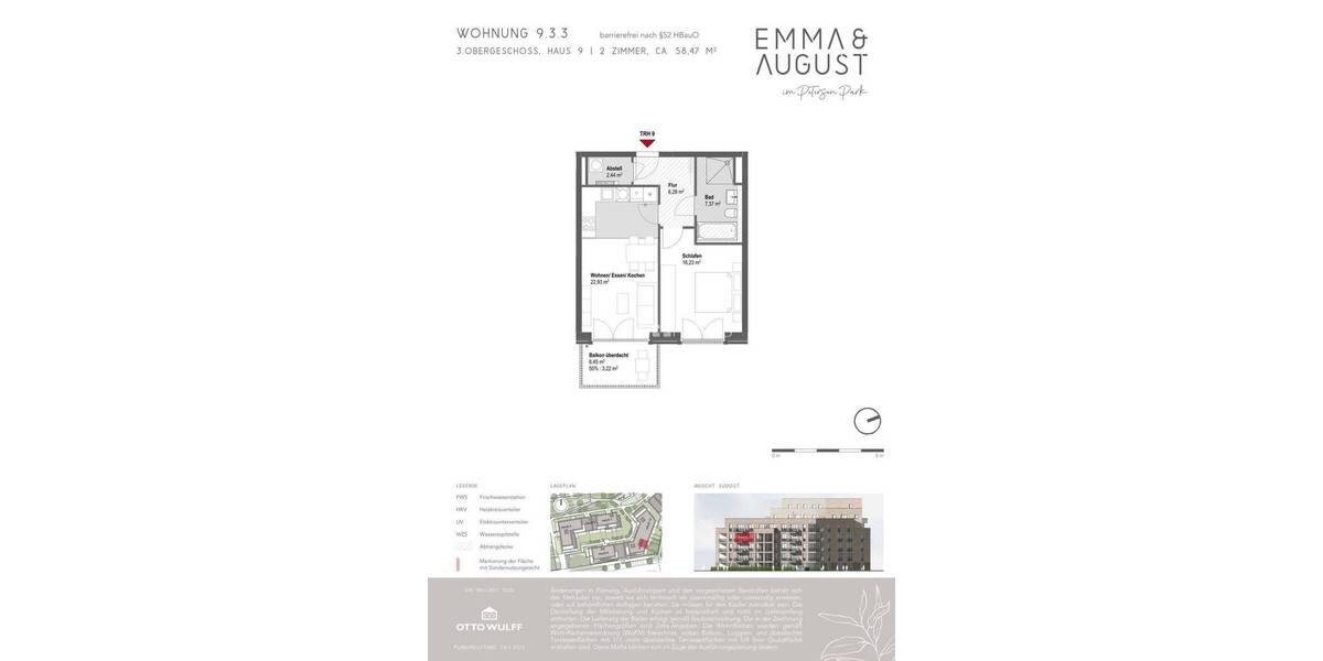 Etagenwohnung Hamburg Groß Borstel - 2 Zimmer, 58 m&sup2;, 1.469&euro; | Angebot:26853005