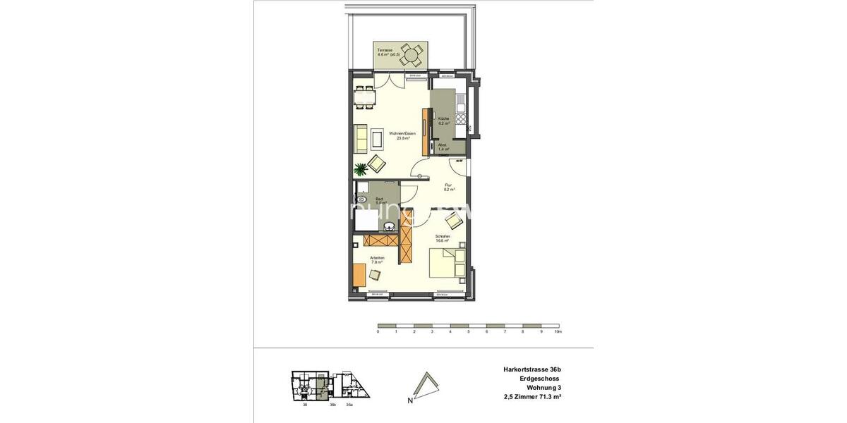 Etagenwohnung Hamburg Altona-Nord - 2 Zimmer, 71 m&sup2;, 1.062&euro; | Angebot:24539374