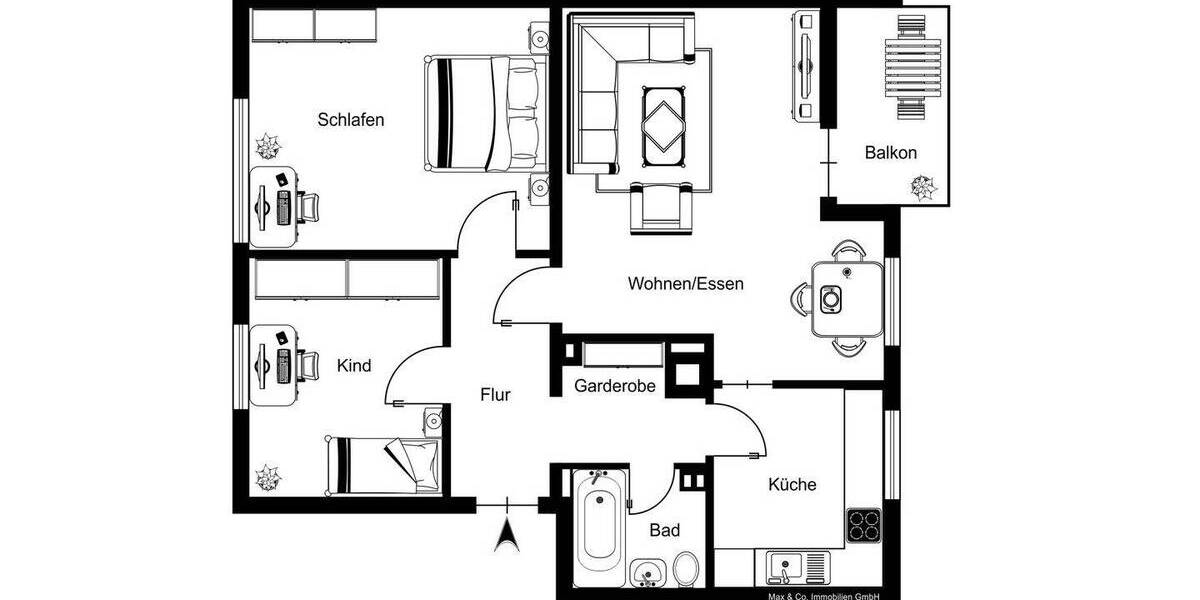 Etagenwohnung Hamburg Eidelstedt - 2 Zimmer, 66 m&sup2;, 274.000&euro; | Angebot:25928701