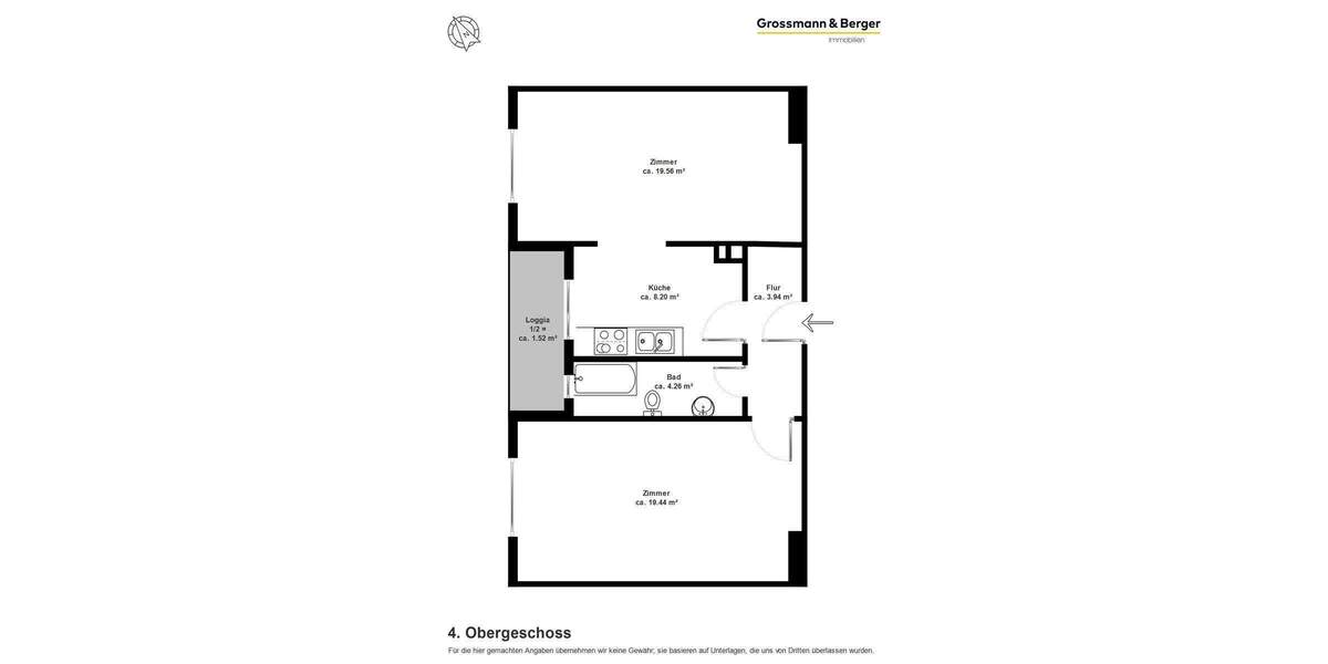 Etagenwohnung Hamburg Barmbek-Nord - 2 Zimmer, 56 m&sup2;, 235.000&euro; | Angebot:25679952
