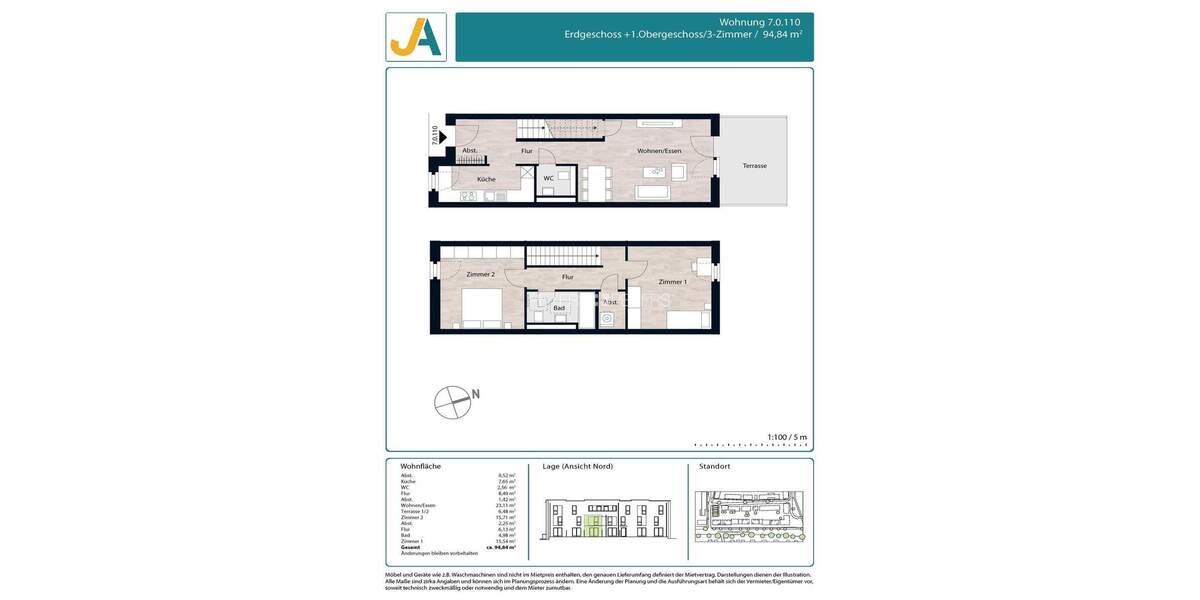 Etagenwohnung Hamburg Jenfeld - 3 Zimmer, 94 m&sup2;, 1.519&euro; | Angebot:25701308
