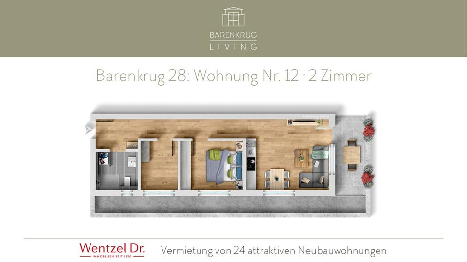 Dachgeschoßwohnung Hamburg Wandsbek - 2 Zimmer, 55 m&sup2;, 1.101&euro; | Angebot:26005677