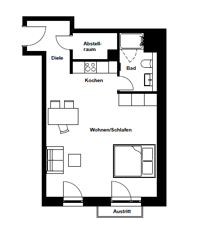 Etagenwohnung Hamburg Hamburg-Mitte - 1 Zimmer, 46 m&sup2;, 1.175&euro; | Angebot:21781280