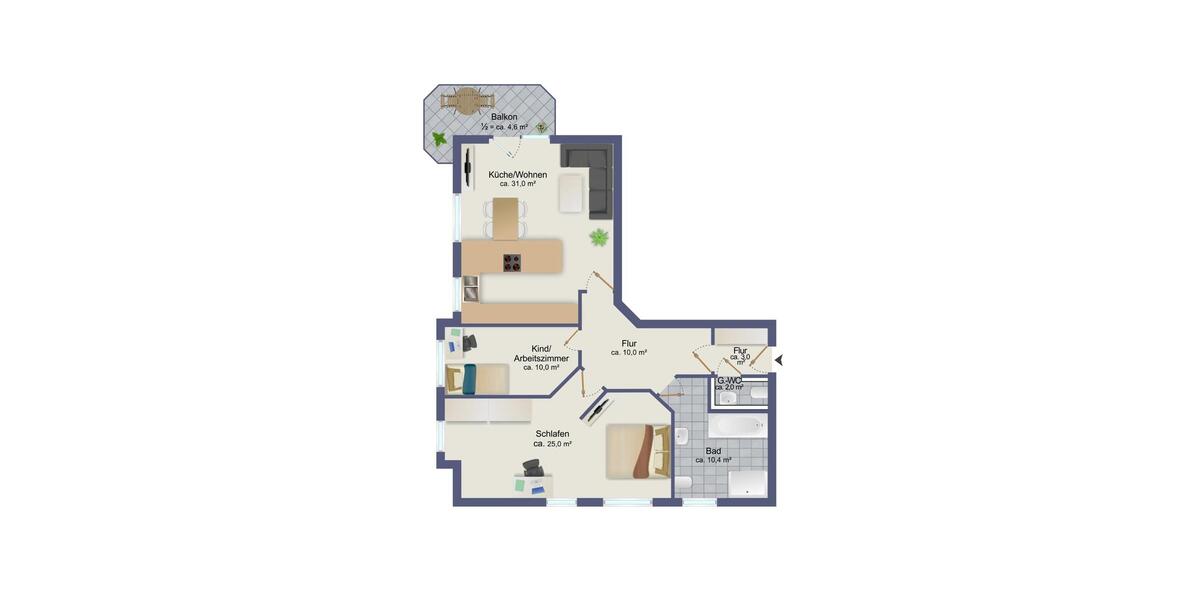 Etagenwohnung Norderstedt Friedrichsgabe - 3 Zimmer, 95 m&sup2;, 496.000&euro; | Angebot:25967820