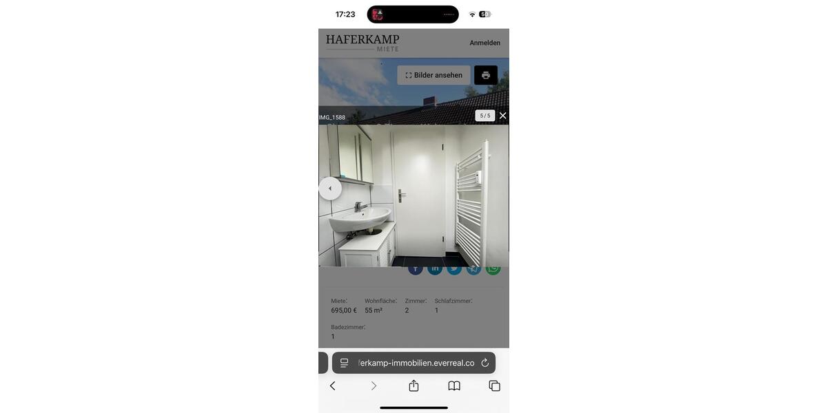 Dachgeschoßwohnung Hamburg Wandsbek - 2 Zimmer, 55 m&sup2;, 955&euro; | Angebot:26003827