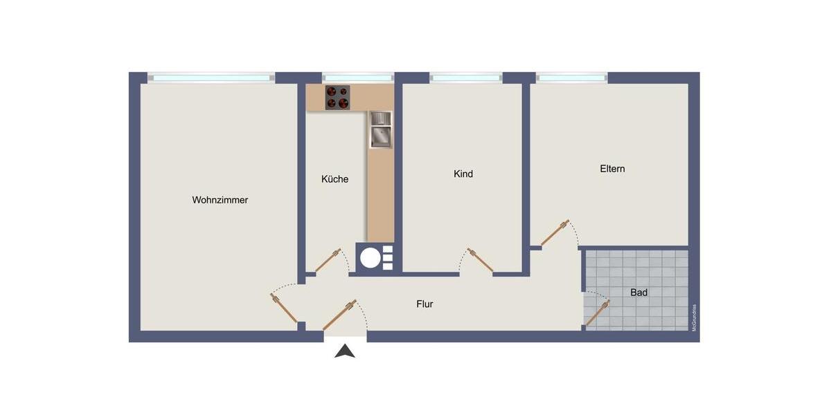 Etagenwohnung Klein Nordende - 2.5 Zimmer, 57 m&sup2;, 763&euro; | Angebot:25250121