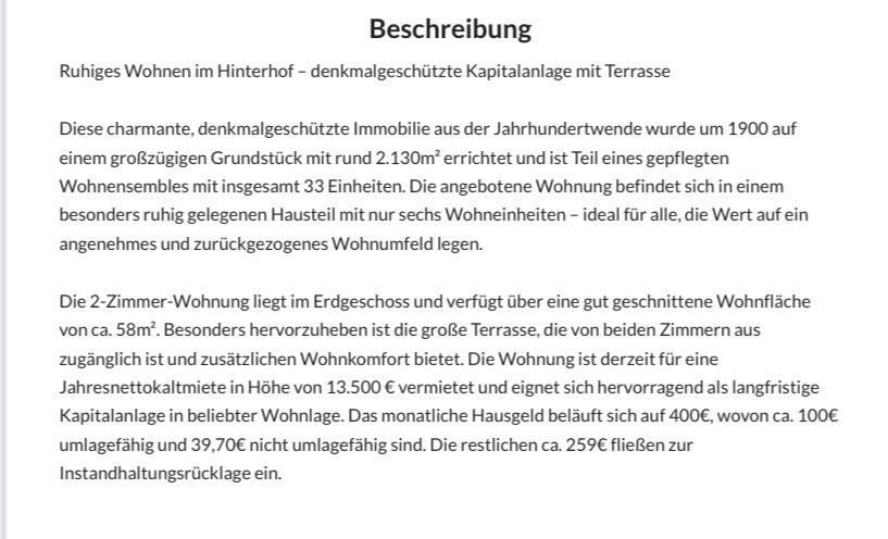 Erdgeschoßwohnung Hamburg Hamburg-Mitte - 2 Zimmer, 58 m&sup2;, 309.000&euro; | Angebot:25979459