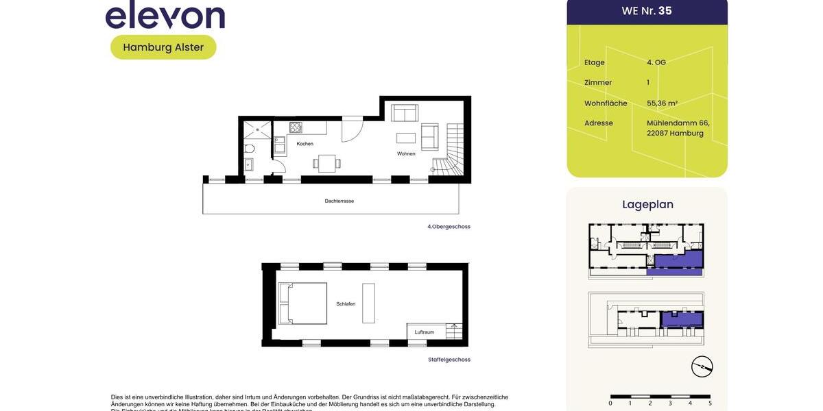 Etagenwohnung Hamburg Hohenfelde - 1 Zimmer, 55 m&sup2;, 1.379&euro; | Angebot:24257647
