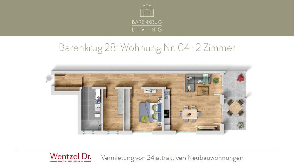 Erdgeschoßwohnung Hamburg Wandsbek - 2 Zimmer, 73 m&sup2;, 1.407&euro; | Angebot:26005685