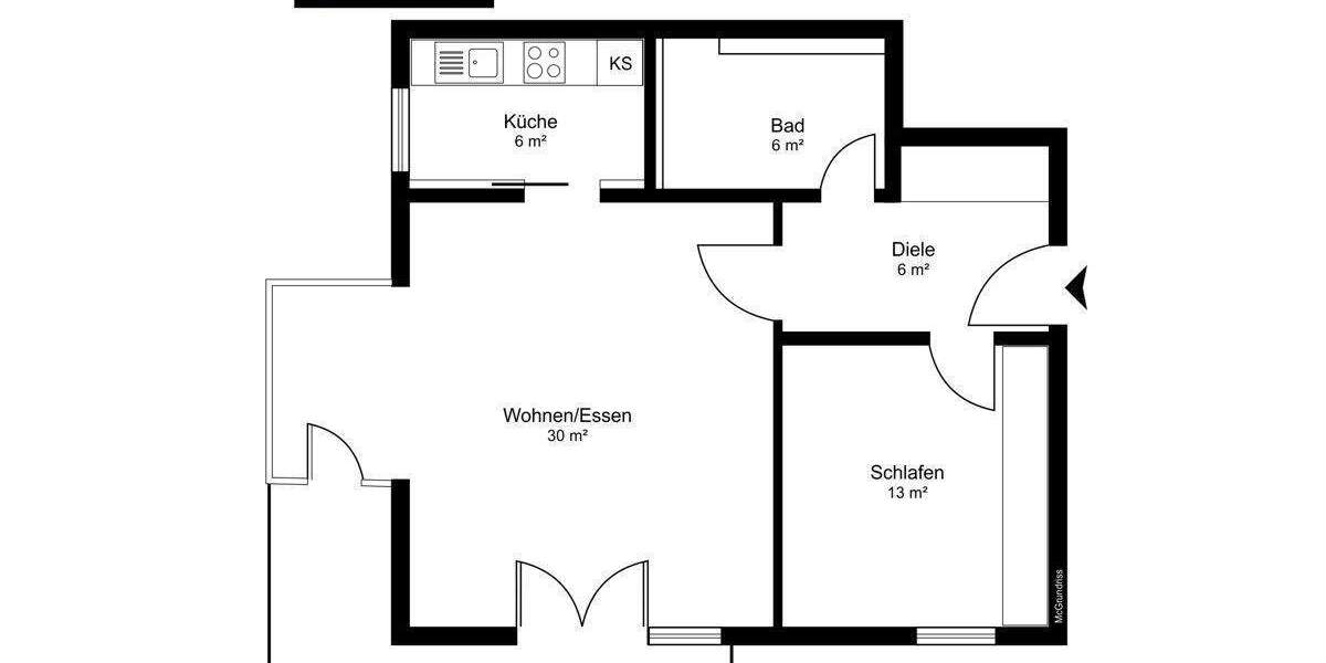 Lichtdurchflutete 2.-Zimmer Wohnung mit großem Balkon und Tiefgaragenstellplatz - Etagenwohnung Hamburg / Lurup Lurup | Angebot:25790655
