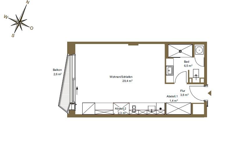 Etagenwohnung Hamburg Hamburg-Mitte - 1 Zimmer, 45 m&sup2;, 1.300&euro; | Angebot:25538747