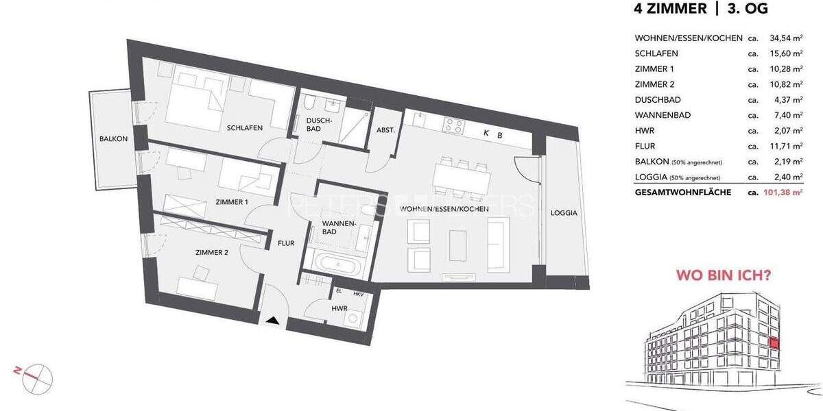 Etagenwohnung Hamburg Altona-Altstadt - 4 Zimmer, 101 m&sup2;, 839.900&euro; | Angebot:25701311