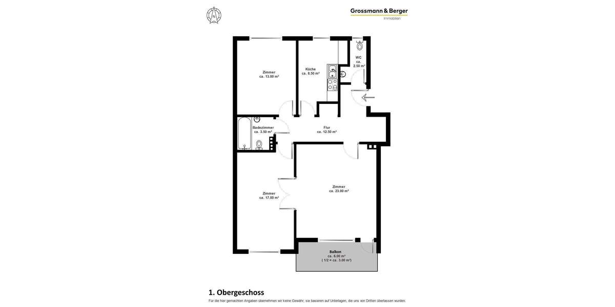 Etagenwohnung Hamburg Winterhude - 3 Zimmer, 81 m&sup2;, 395.000&euro; | Angebot:25662644