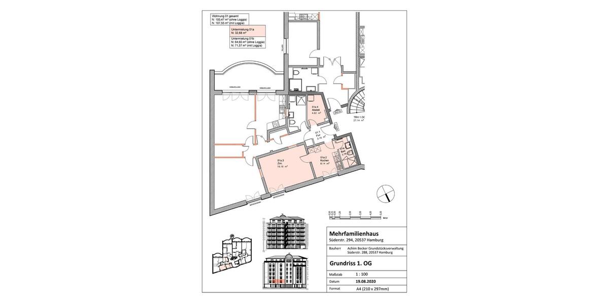 Etagenwohnung Hamburg Borgfelde - 1 Zimmer, 34 m&sup2;, 950&euro; | Angebot:25308855