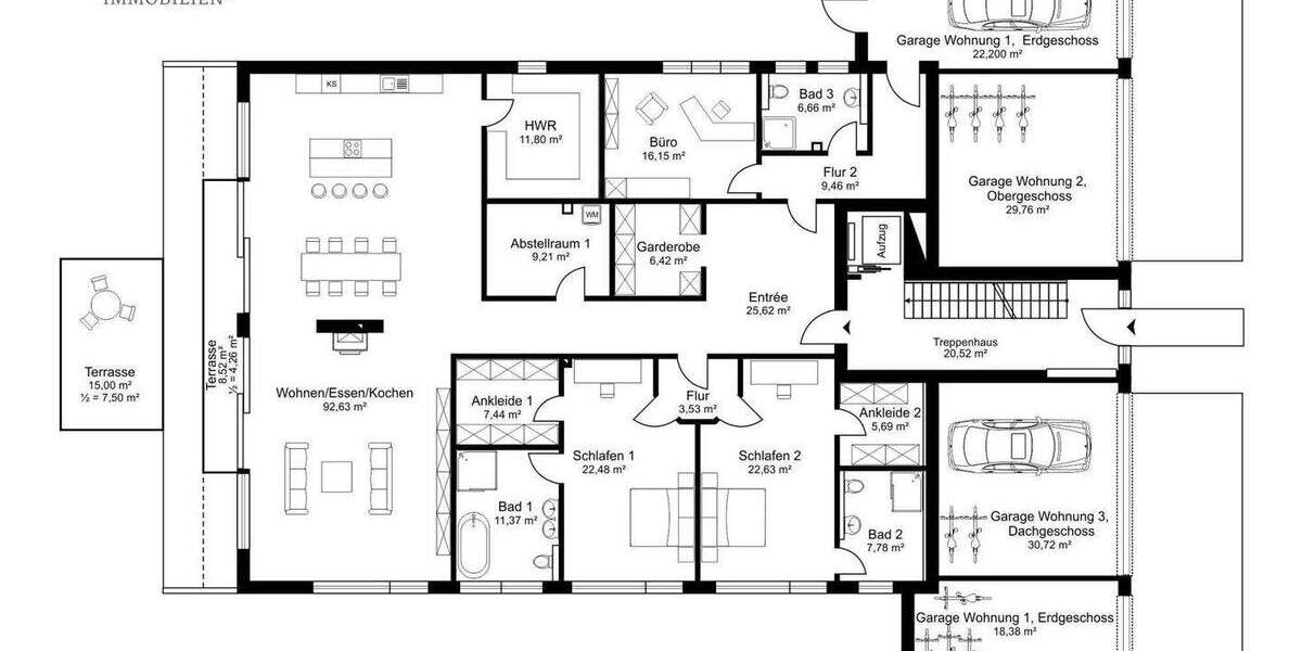 Etagenwohnung Hamburg Othmarschen - 4 Zimmer, 309 m&sup2;, 4.698.000&euro; | Angebot:25737756