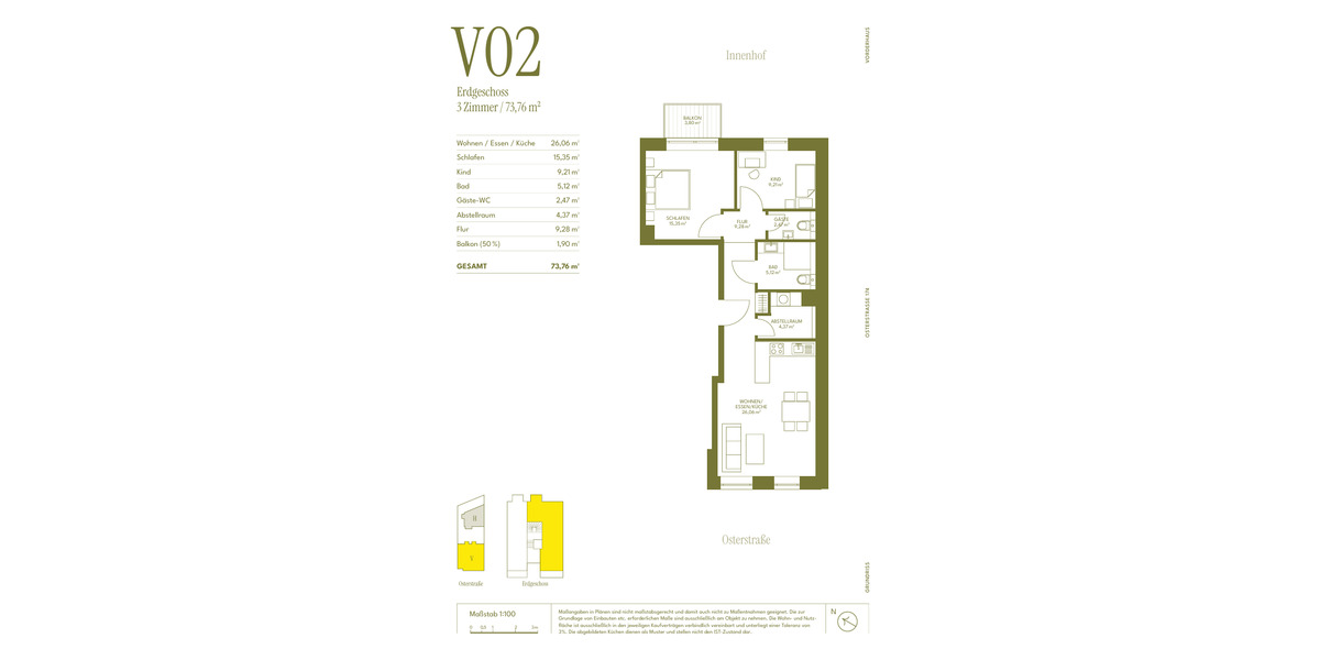 Etagenwohnung Hamburg Eimsbüttel - 3 Zimmer, 73 m&sup2;, 790.000&euro; | Angebot:25772180