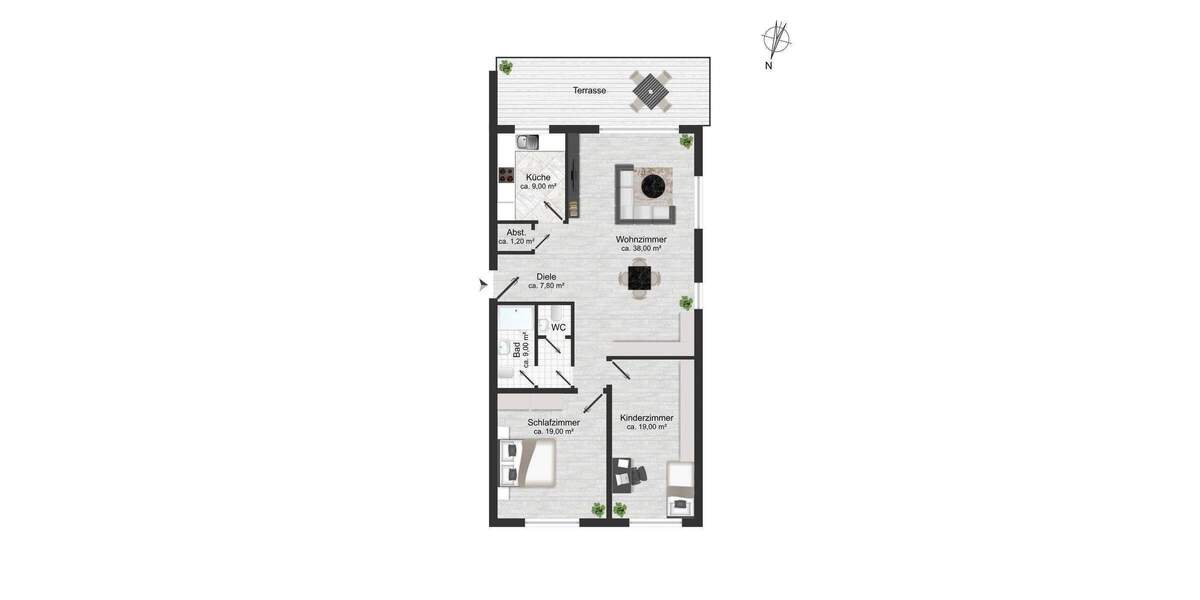 Terrassenwohnung Hamburg Volksdorf - 3 Zimmer, 122 m&sup2;, 2.180&euro; | Angebot:25821919