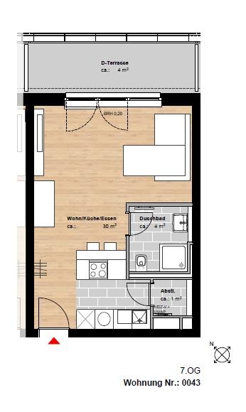 Etagenwohnung Hamburg Hamburg-Mitte - 1 Zimmer, 37 m&sup2;, 825&euro; | Angebot:25652017