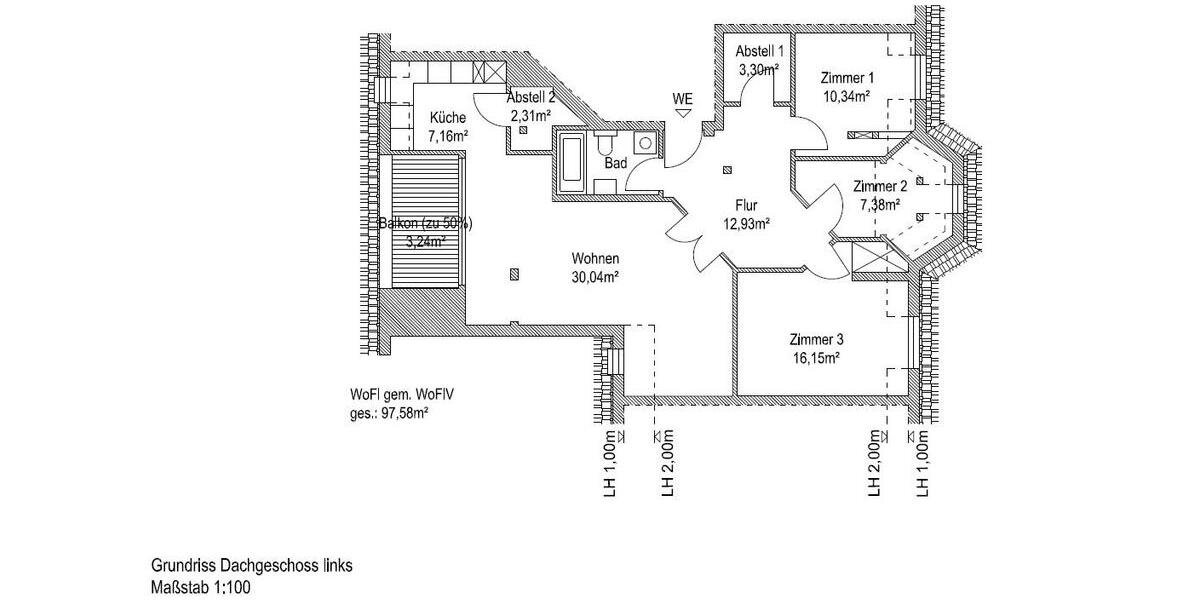 Dachgeschoßwohnung Hamburg Eppendorf - 3.5 Zimmer, 97 m&sup2;, 840.000&euro; | Angebot:26577648
