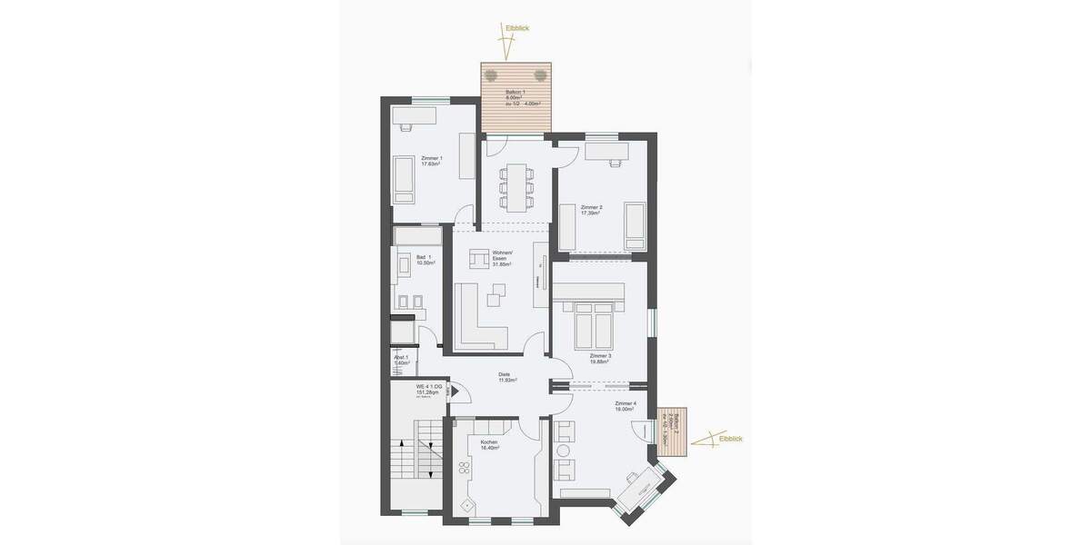 Etagenwohnung Hamburg Blankenese - 5 Zimmer, 151 m&sup2;, 1.985.000&euro; | Angebot:25751246