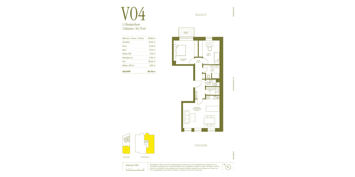 Etagenwohnung Hamburg Eimsbüttel - 3 Zimmer, 80 m&sup2;, 880.000&euro; | Angebot:25671903