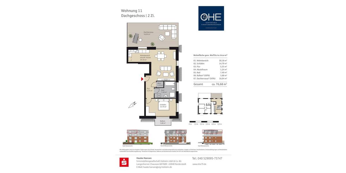 Etagenwohnung Norderstedt Garstedt - 2 Zimmer, 76 m&sup2;, 385.000&euro; | Angebot:25675308
