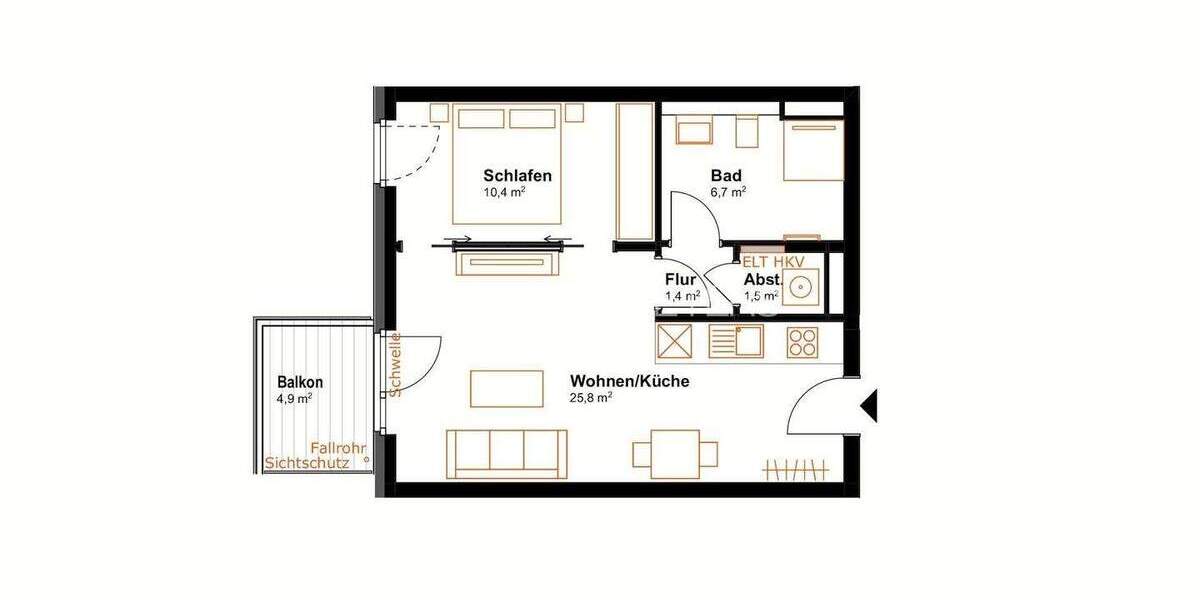 Etagenwohnung Hamburg Rothenburgsort - 2 Zimmer, 48 m&sup2;, 1.349&euro; | Angebot:25701299