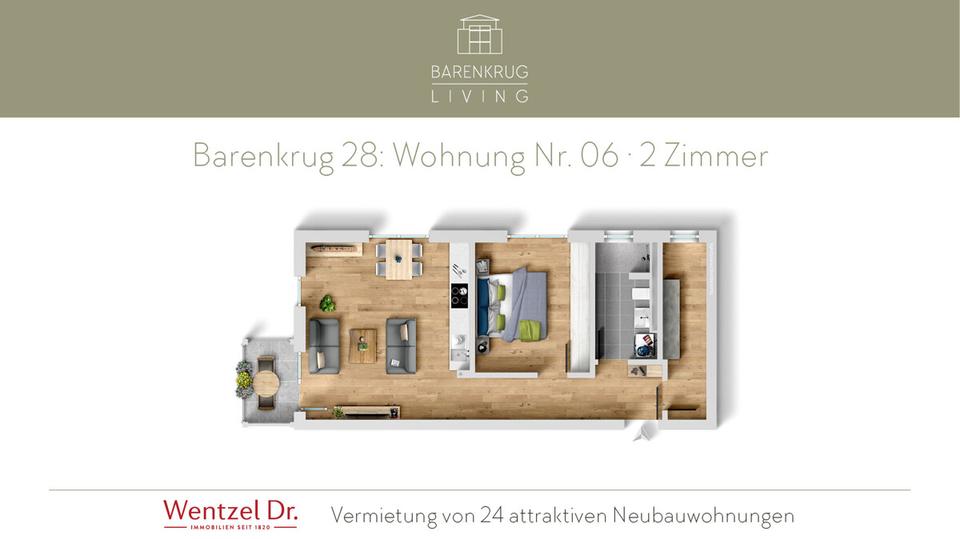 Etagenwohnung Hamburg Wandsbek - 2 Zimmer, 62 m&sup2;, 1.210&euro; | Angebot:26005683