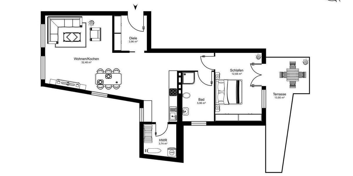 Terrassenwohnung Hamburg Wellingsbüttel - 1 Zimmer, 65 m&sup2;, 429.000&euro; | Angebot:25863493