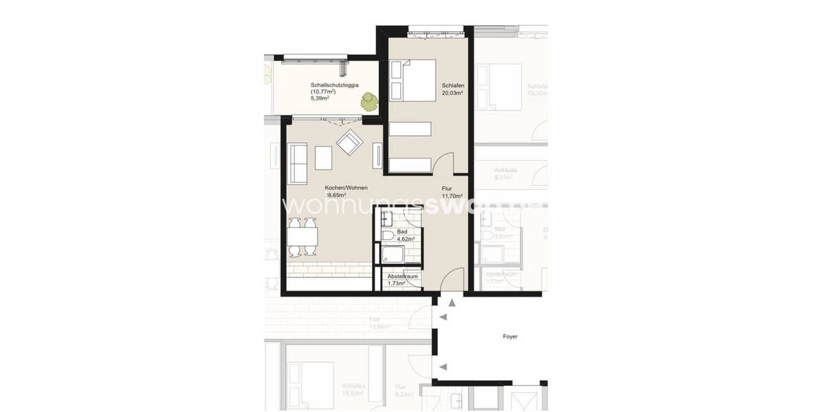 Etagenwohnung Hamburg Hammerbrook - 2 Zimmer, 72 m&sup2;, 1.150&euro; | Angebot:25936002