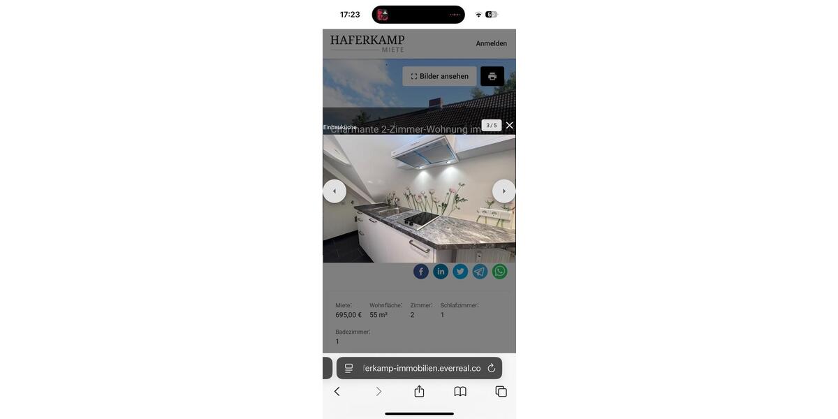 Dachgeschoßwohnung Hamburg Wandsbek - 2 Zimmer, 55 m&sup2;, 955&euro; | Angebot:26003827