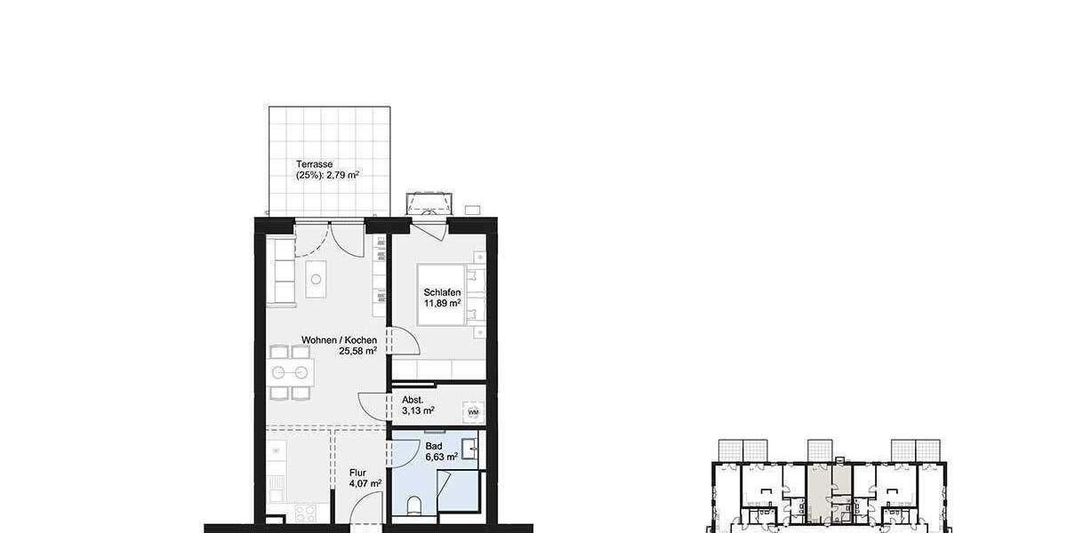 Terrassenwohnung Norderstedt Harksheide - 2 Zimmer, 349.900&euro; | Angebot:26038135