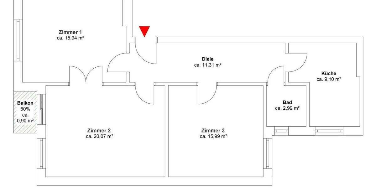 Etagenwohnung Hamburg Eppendorf - 3 Zimmer, 76 m&sup2;, 524.000&euro; | Angebot:25769079