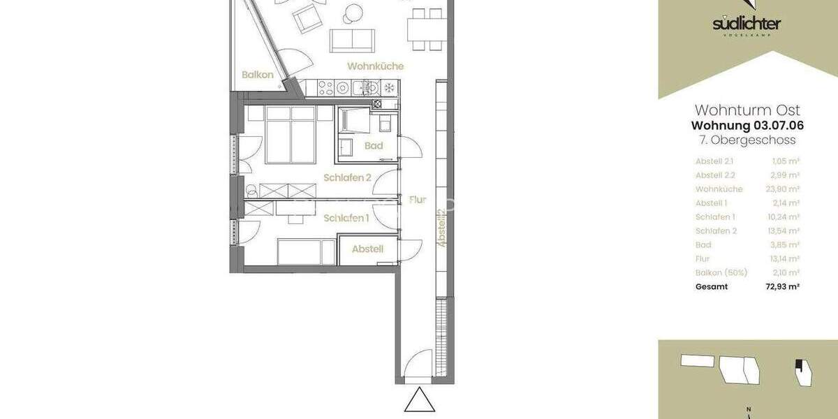 Etagenwohnung Hamburg Neugraben-Fischbek - 3 Zimmer, 73 m&sup2;, 1.249&euro; | Angebot:25777573