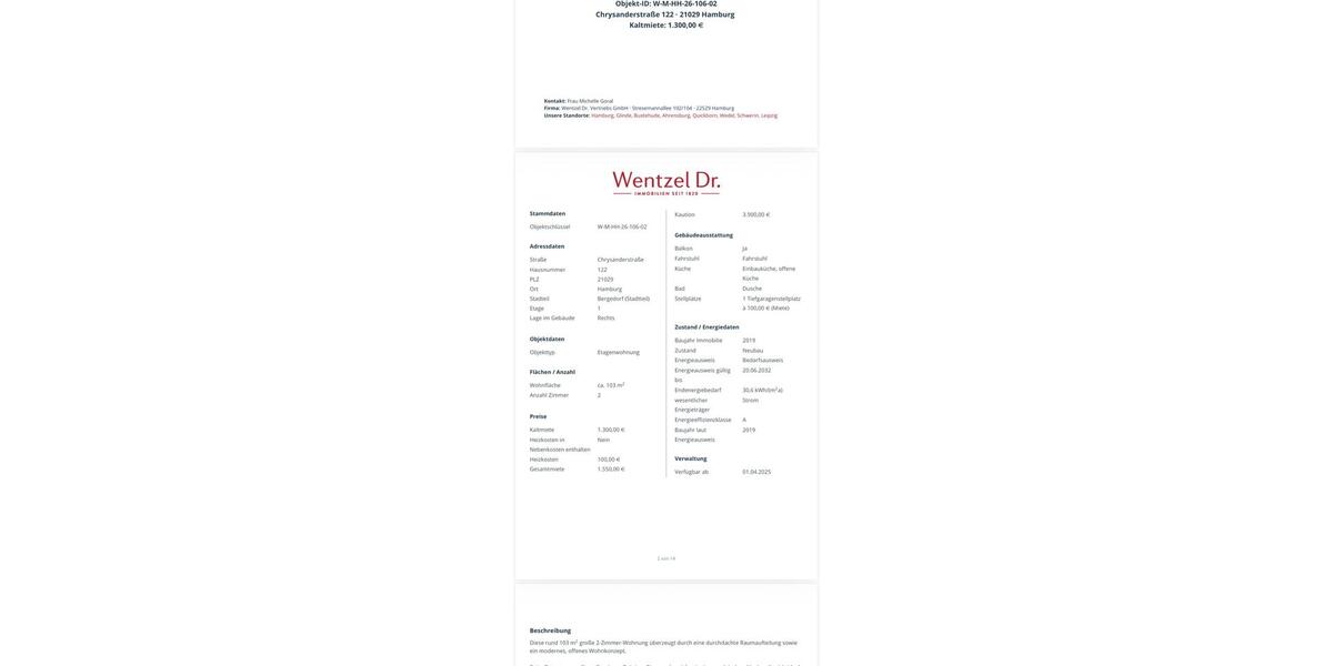 Etagenwohnung Hamburg Bergedorf - 2 Zimmer, 103 m&sup2;, 1.300&euro; | Angebot:25972117