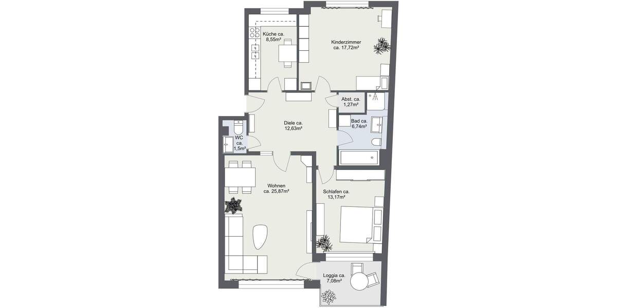 Etagenwohnung Hamburg Wandsbek - 3 Zimmer, 91 m&sup2;, 445.000&euro; | Angebot:25878868