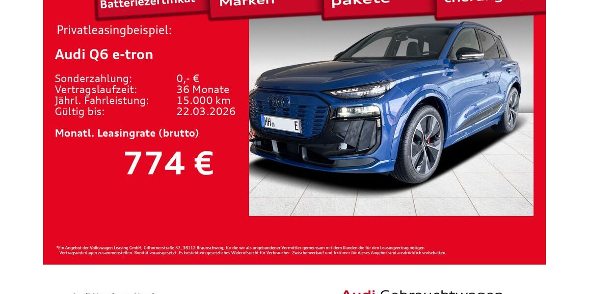 Audi Q6 e-tron 1.890 km 78.480 &euro; Hamburg 22419