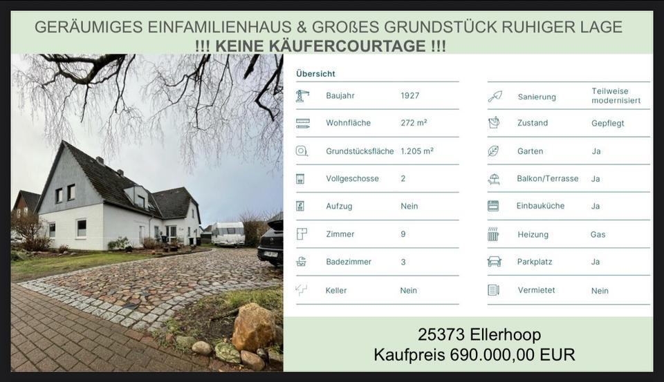 Einfamilienhaus Ellerhoop - 9 Zimmer, 272 m&sup2;, 690.000&euro; | Angebot:26029704