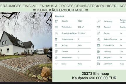 Haus Ellerhoop - 9 Zimmer, 272 m&sup2;, 690.000&euro; | Angebot:26029704
