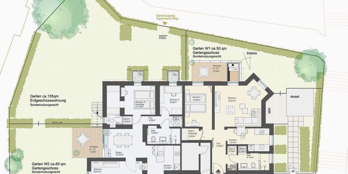 Etagenwohnung Hamburg Blankenese - 4 Zimmer, 78 m&sup2;, 838.000&euro; | Angebot:25657587