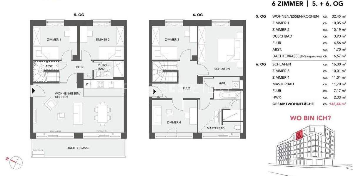 Etagenwohnung Hamburg Altona-Altstadt - 6 Zimmer, 132 m&sup2;, 1.319.900&euro; | Angebot:25701271