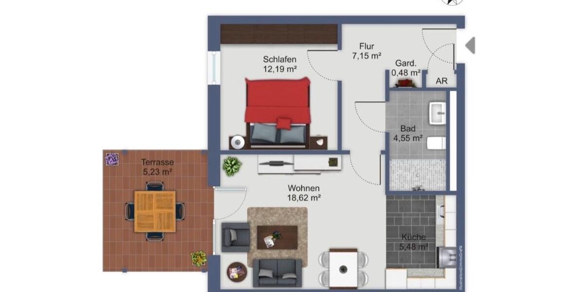 Erdgeschoßwohnung Reinbek - 2 Zimmer, 54 m&sup2;, 1.030&euro; | Angebot:25719804