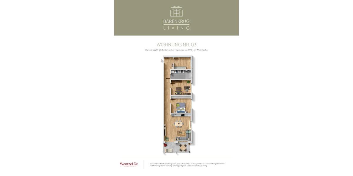 Erdgeschoßwohnung Hamburg Wandsbek - 3 Zimmer, 90 m&sup2;, 1.659&euro; | Angebot:26005689