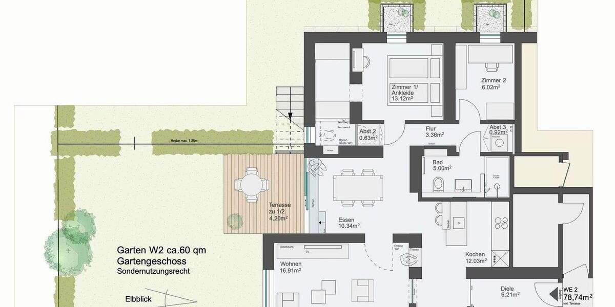 Etagenwohnung Hamburg Blankenese - 4 Zimmer, 78 m&sup2;, 838.000&euro; | Angebot:25657587