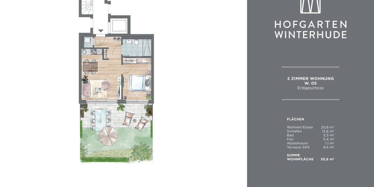 Etagenwohnung Hamburg Winterhude - 2 Zimmer, 55 m&sup2;, 695.000&euro; | Angebot:26014854