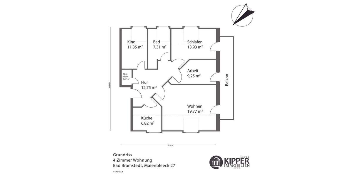 Etagenwohnung Bad Bramstedt - 4 Zimmer, 88 m&sup2;, 1.300&euro; | Angebot:25770183