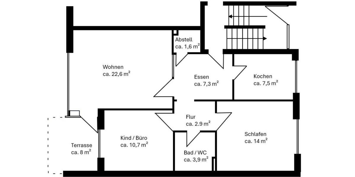 Terrassenwohnung Hamburg Groß Borstel - 3 Zimmer, 72 m&sup2;, 370.000&euro; | Angebot:25945084