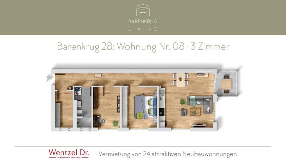 Etagenwohnung Hamburg Wandsbek - 3 Zimmer, 79 m&sup2;, 1.506&euro; | Angebot:26005679